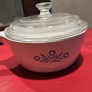 Vinatge Blue Flower Corningware with Lid Dish